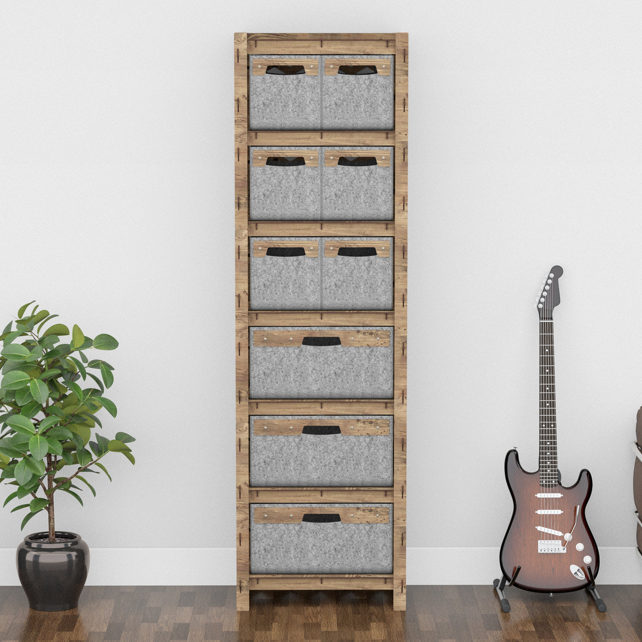 Honeycomb Tall 9 Drawer Storage Tower [3L 6S GRAY BINS]