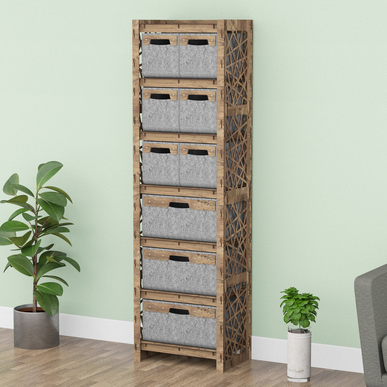 Crystals Tall 9 Drawer Storage Tower [3L 6S GRAY BINS]