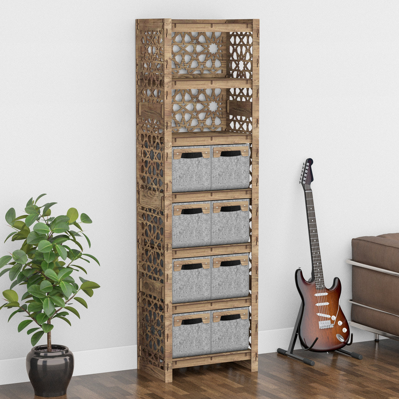 Arabic Tall 8 Drawer Storage Tower [8 SMALL GRAY BINS]