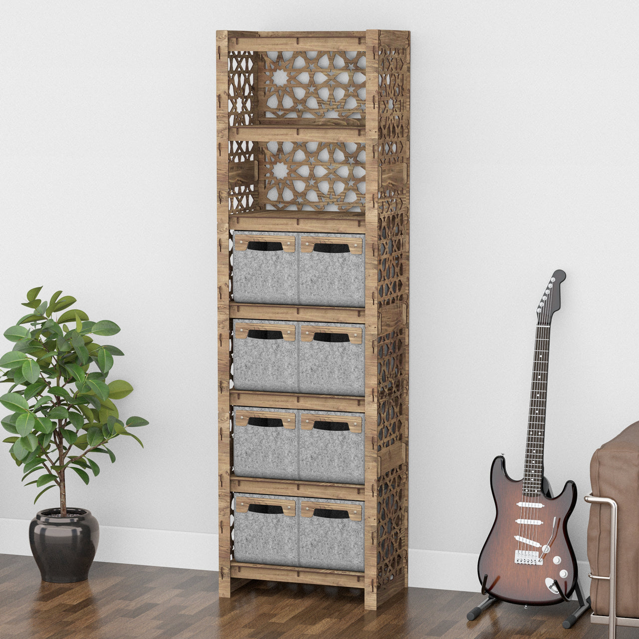 Arabic Tall 8 Drawer Storage Tower [8 SMALL GRAY BINS]