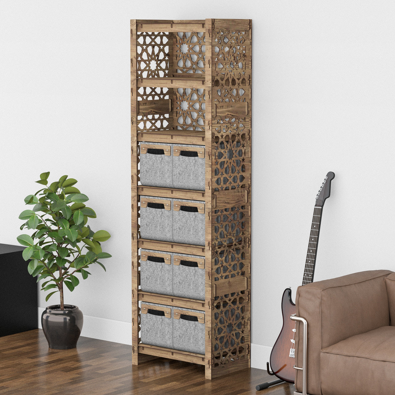 Arabic Tall 8 Drawer Storage Tower [8 SMALL GRAY BINS]