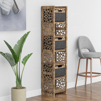 Thumbnail for Stones Tall Narrow Tallboy 3 Drawers Storage Tower [3 BLACK BINS]