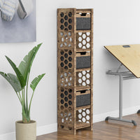 Thumbnail for Honeycomb Tall Narrow Tallboy 3 Drawers Storage Tower [3 BLACK BINS]