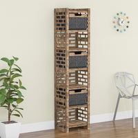 Thumbnail for Brickwall Tall Narrow Tallboy 3 Drawers Storage Tower [3 BLACK BINS]