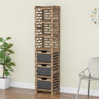 Thumbnail for Brickwall Tall Narrow Tallboy 3 Drawers Storage Tower [3 BLACK BINS]