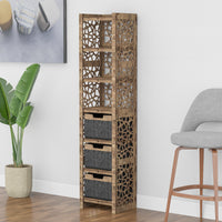 Thumbnail for Stones Tall Narrow Tallboy 3 Drawers Storage Tower [3 BLACK BINS]