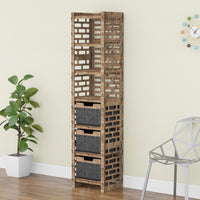 Thumbnail for Brickwall Tall Narrow Tallboy 3 Drawers Storage Tower [3 BLACK BINS]