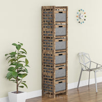 Thumbnail for Brickwall Tall Narrow Tallboy 6 Drawers Storage Tower [6 GRAY BINS]