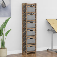 Thumbnail for Honeycomb Tall Narrow Tallboy 6 Drawers Storage Tower [6 GRAY BINS]