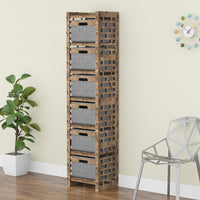 Thumbnail for Brickwall Tall Narrow Tallboy 6 Drawers Storage Tower [6 GRAY BINS]