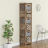 Thumbnail for Brickwall Tall Narrow Tallboy 3 Drawers Storage Tower [3 GRAY BINS]