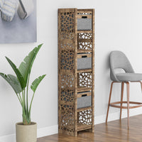 Thumbnail for Stones Tall Narrow Tallboy 3 Drawers Storage Tower [3 GRAY BINS]