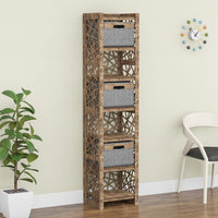 Thumbnail for Crystals Tall Narrow Tallboy 3 Drawers Storage Tower [3 GRAY BINS]