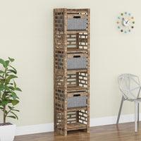 Thumbnail for Brickwall Tall Narrow Tallboy 3 Drawers Storage Tower [3 GRAY BINS]