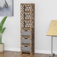 Thumbnail for Honeycomb Tall Narrow Tallboy 3 Drawers Storage Tower [3 GRAY BINS]