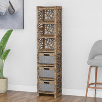 Thumbnail for Stones Tall Narrow Tallboy 3 Drawers Storage Tower [3 GRAY BINS]