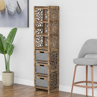 Thumbnail for Stones Tall Narrow Tallboy 3 Drawers Storage Tower [3 GRAY BINS]