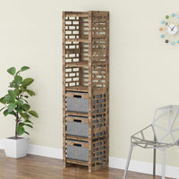 Thumbnail for Brickwall Tall Narrow Tallboy 3 Drawers Storage Tower [3 GRAY BINS]