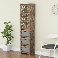 Thumbnail for Crystals Tall Narrow Tallboy 3 Drawers Storage Tower [3 GRAY BINS]