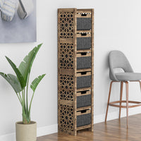 Thumbnail for Arabic Tall Narrow Tallboy 6 Drawers Storage Tower [6 BLACK BINS]