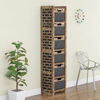 Thumbnail for Brickwall Tall Narrow Tallboy 6 Drawers Storage Tower [6 BLACK BINS]