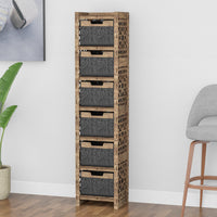 Thumbnail for Arabic Tall Narrow Tallboy 6 Drawers Storage Tower [6 BLACK BINS]