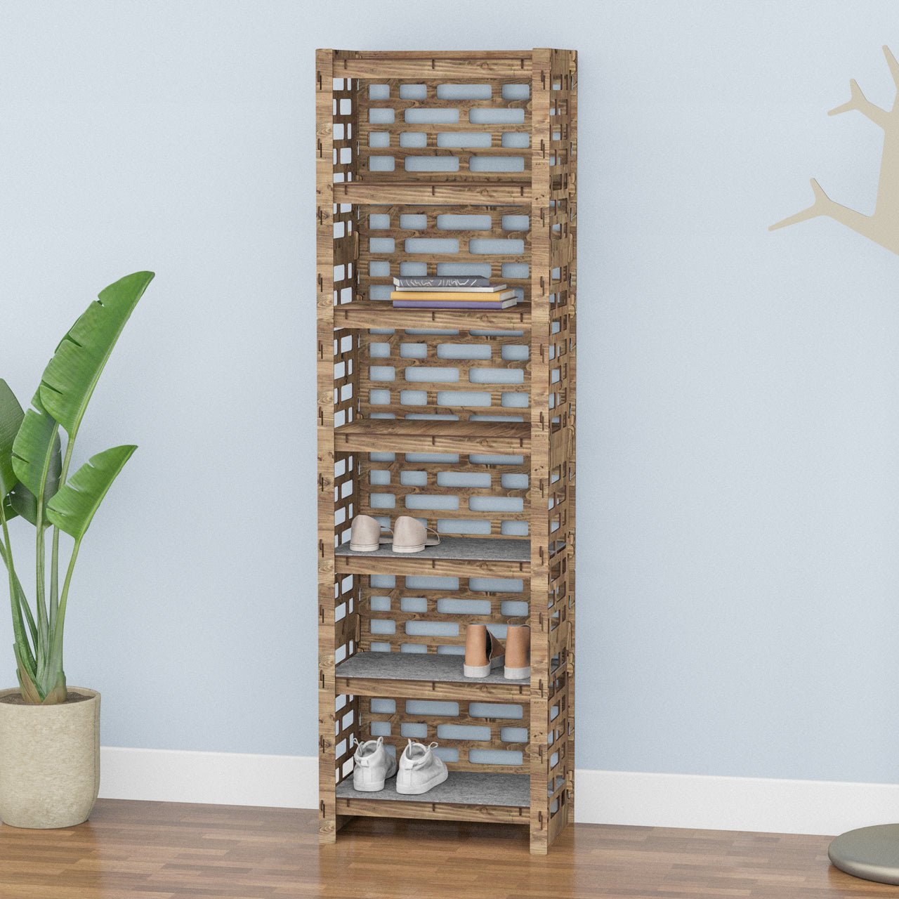 Tall Entryway Shoe Rack Brickwall