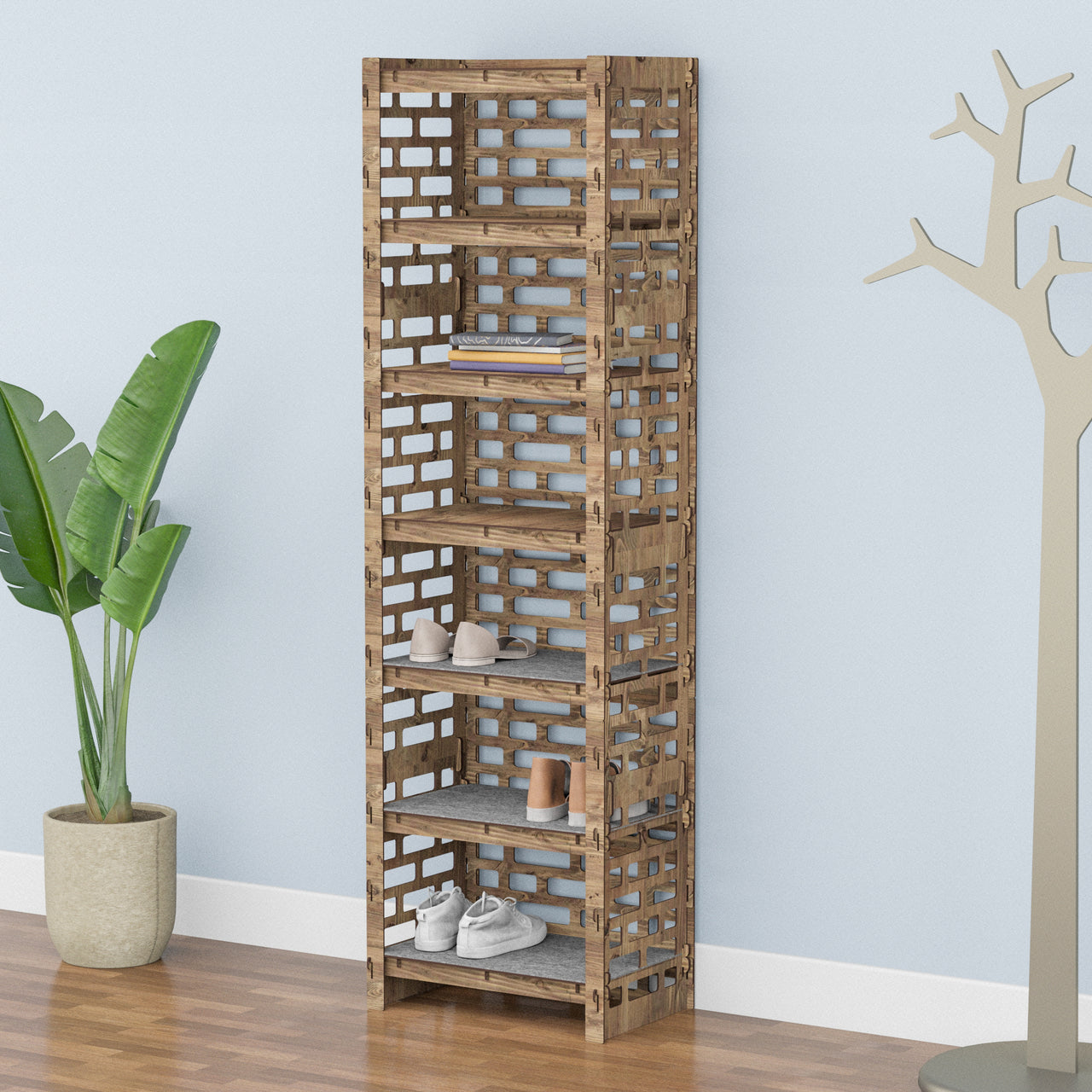 Tall Entryway Shoe Rack Brickwall