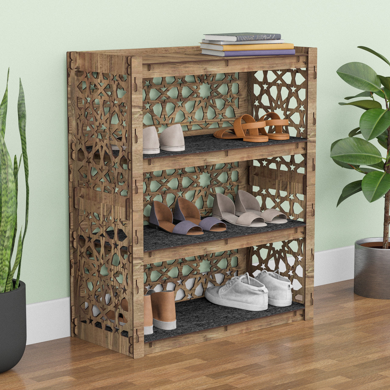 Shoe Storage, Entryway Organizer, Shoe Rack, Wooden Shelves, Storage Cabinet,  Hexagonica Furniture 