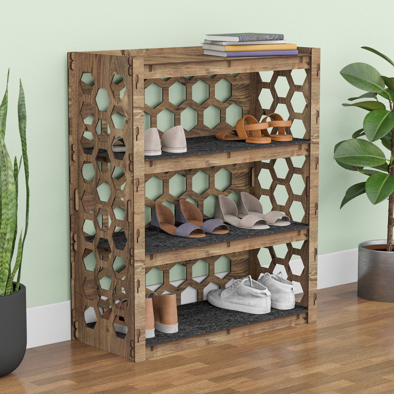 Entryway 4-tier Shoe Rack Honeycomb - Hexagonica