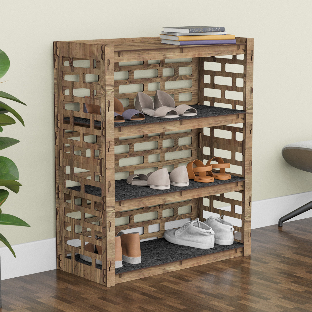 Entryway 4-tier Shoe Rack Brickwall