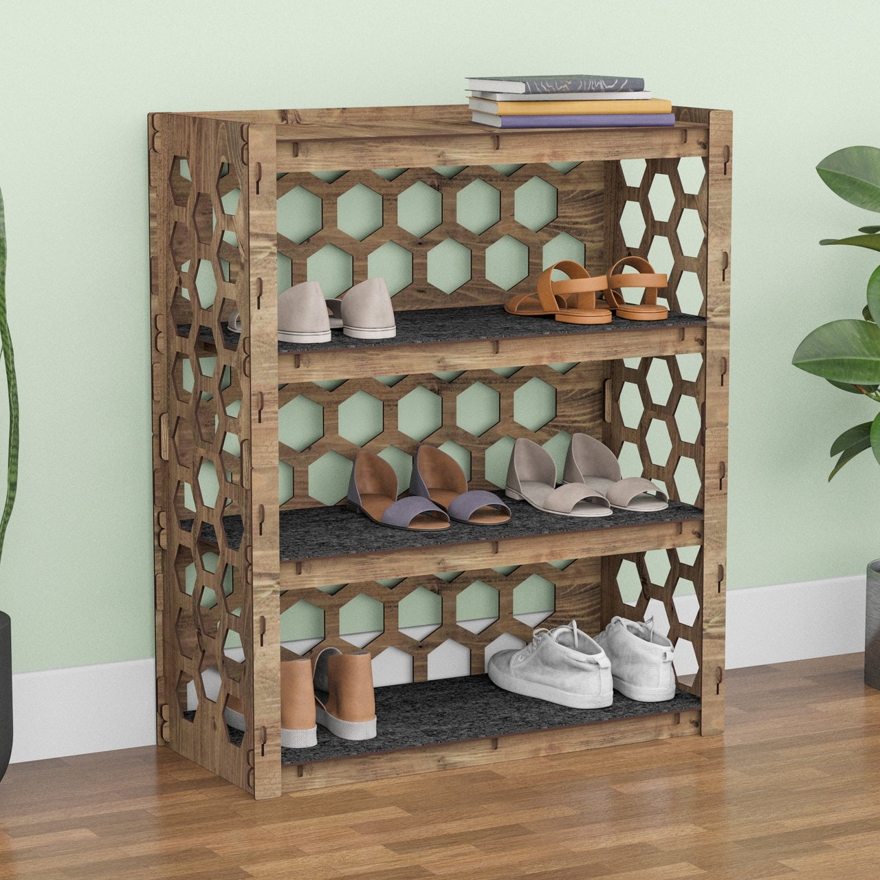 Entryway 4-tier Shoe Rack Honeycomb - Hexagonica