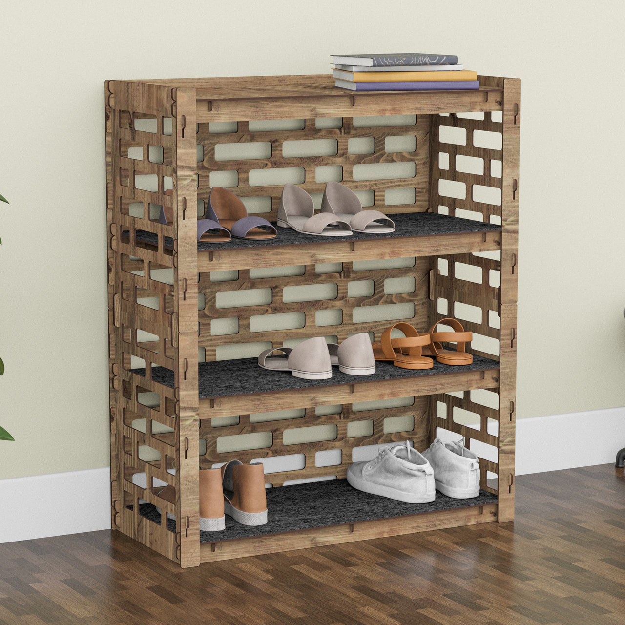 Entryway 4-tier Shoe Rack Brickwall