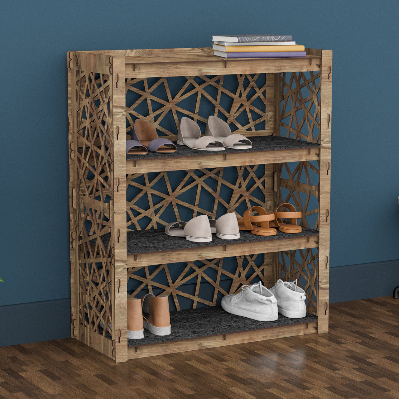 Shoe Rack Element Entryway 4-tier Shoe Rack Crystals - Hexagonica