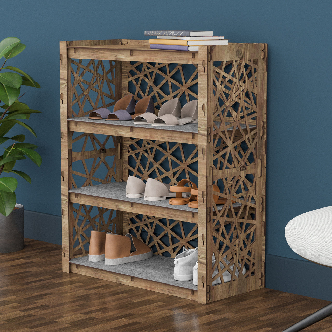 Shoe Rack Element Entryway 4-tier Shoe Rack Crystals - Hexagonica