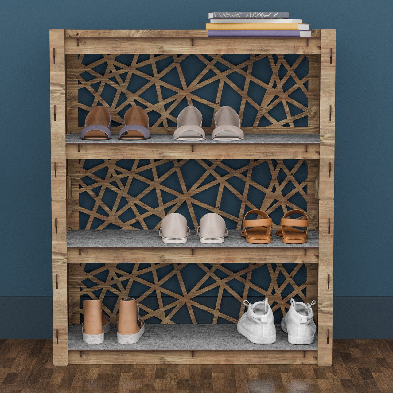 Shoe Rack Element Entryway 4-tier Shoe Rack Crystals - Hexagonica