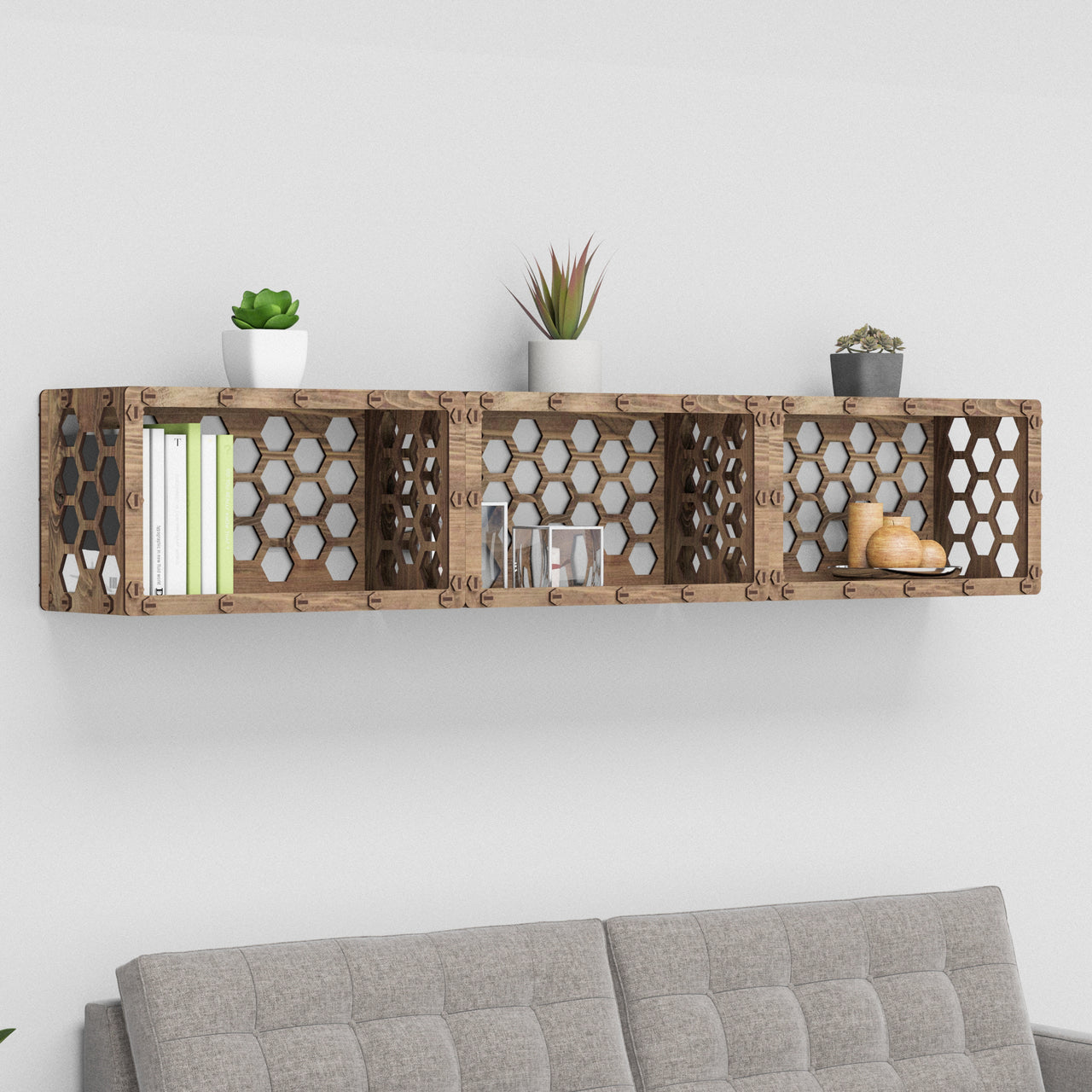 Honeycomb (with back) Wall Shelves 3pcs Set