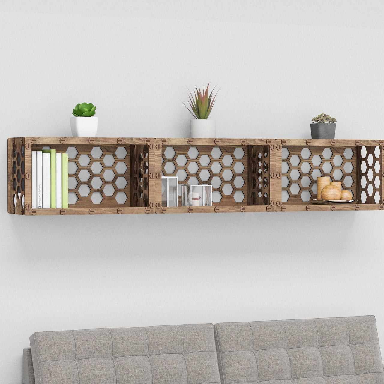 Honeycomb (with back) Wall Shelves 3pcs Set