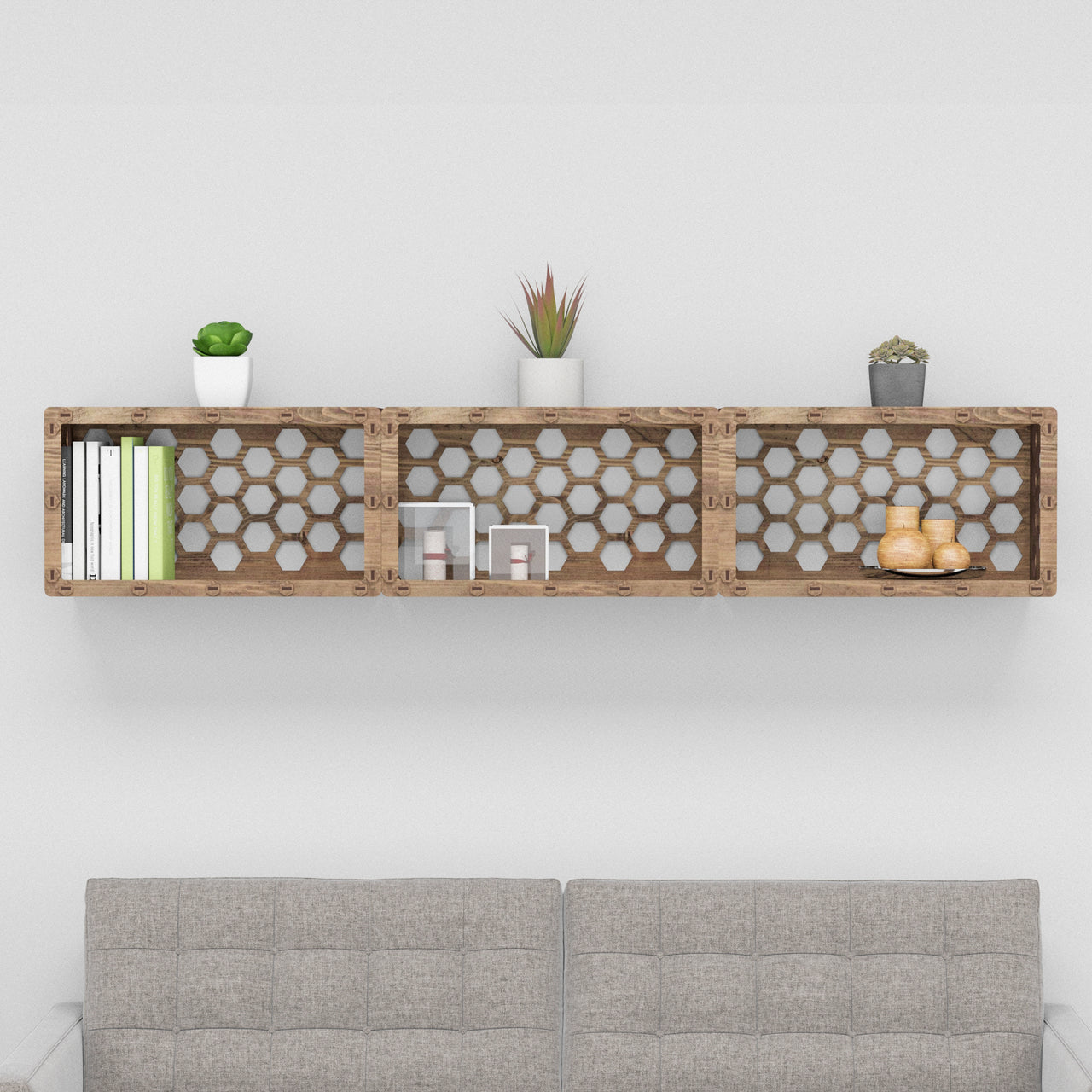 Honeycomb (with back) Wall Shelves 3pcs Set