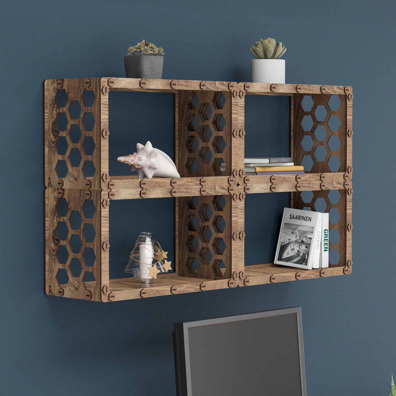 Honeycomb Wall Shelves 4pcs Set