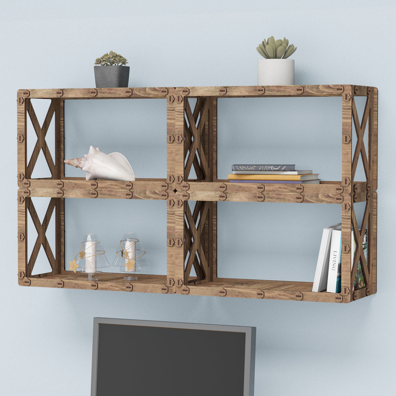 Cross Wall Shelves 4pcs Set