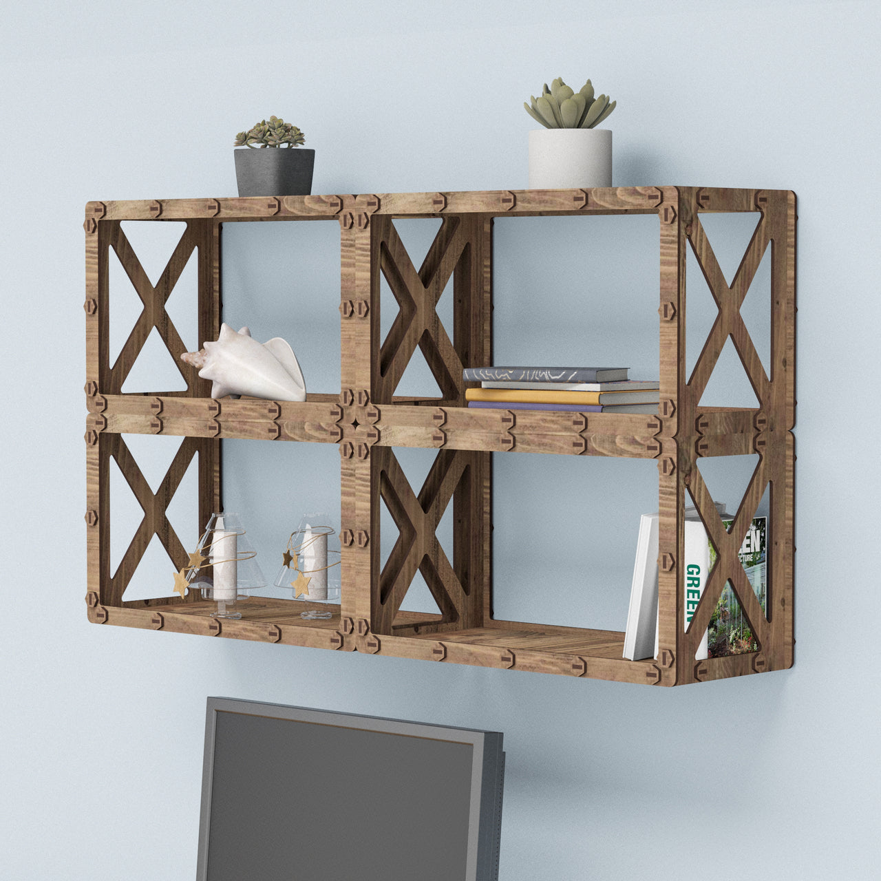 Cross Wall Shelves 4pcs Set