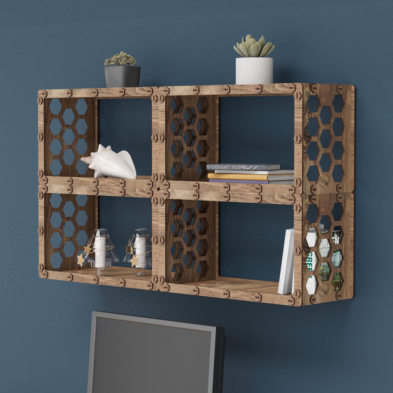 Honeycomb Wall Shelves 4pcs Set