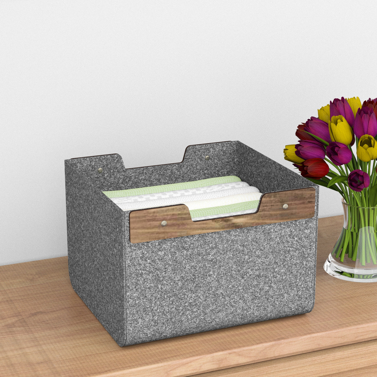 Felt Storage Basket, Unique Storage Bin, Felt Box