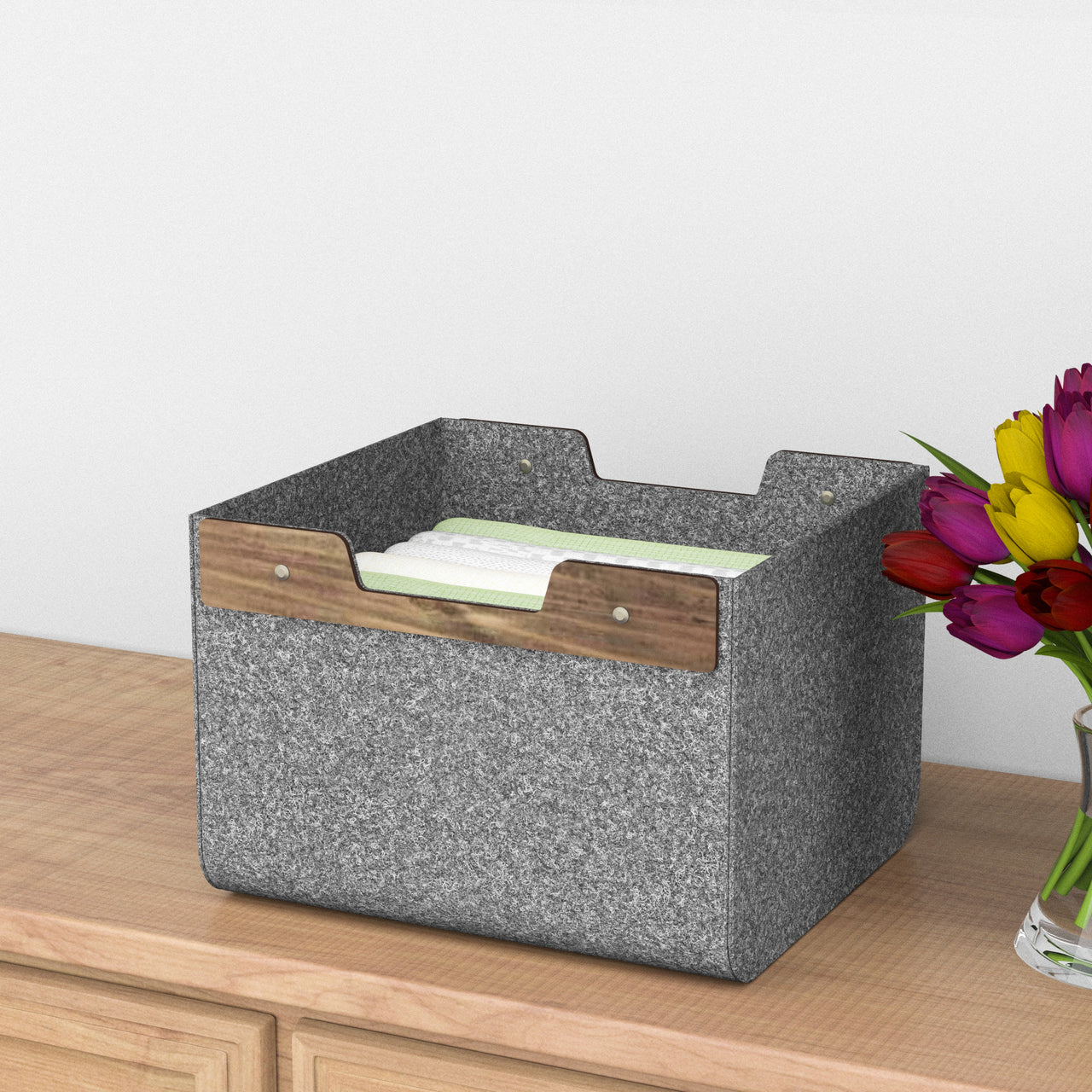 Felt Storage Basket, Unique Storage Bin, Felt Box