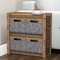 Thumbnail for Solar Side Table, End Table 4 Drawers [4 SMALL GRAY BINS]