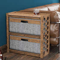 Thumbnail for Honeycomb Side Table, End Table 2 Drawers [2 LARGE GRAY BINS]