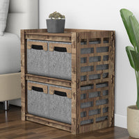 Thumbnail for Brickwall Bedside Table Nightstand 4 Drawers [4 SMALL GRAY BINS]