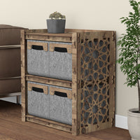 Thumbnail for Arabic Bedside Table Nightstand 4 Drawers [4 SMALL GRAY BINS]