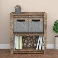 Thumbnail for Stones Bedside Table Nightstand 2 Drawers [2 SMALL GRAY BINS]